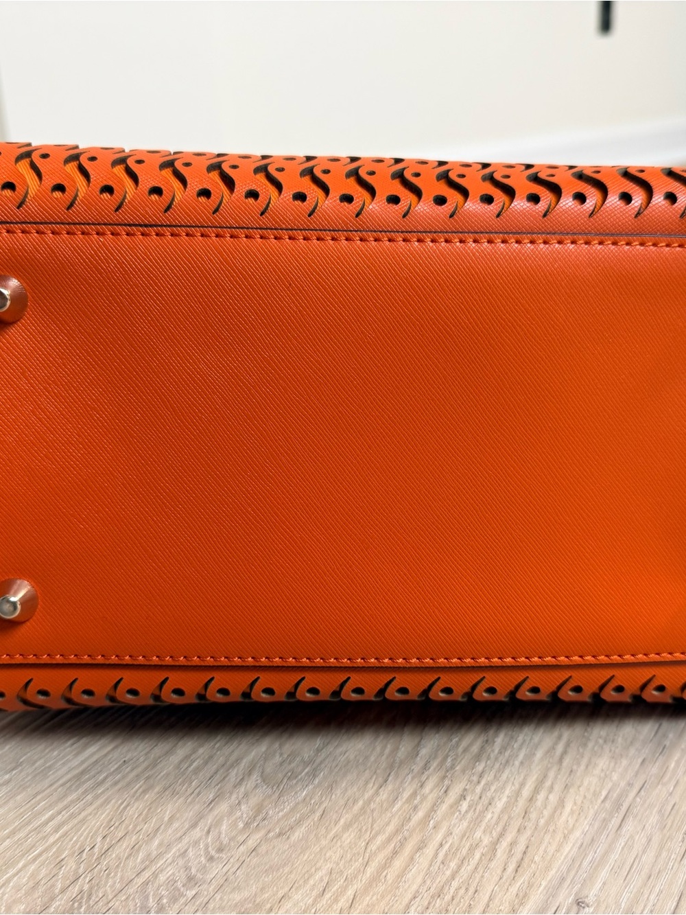 Cromia Orange Perforated Leather Italian Bag - Picture 6 of 7